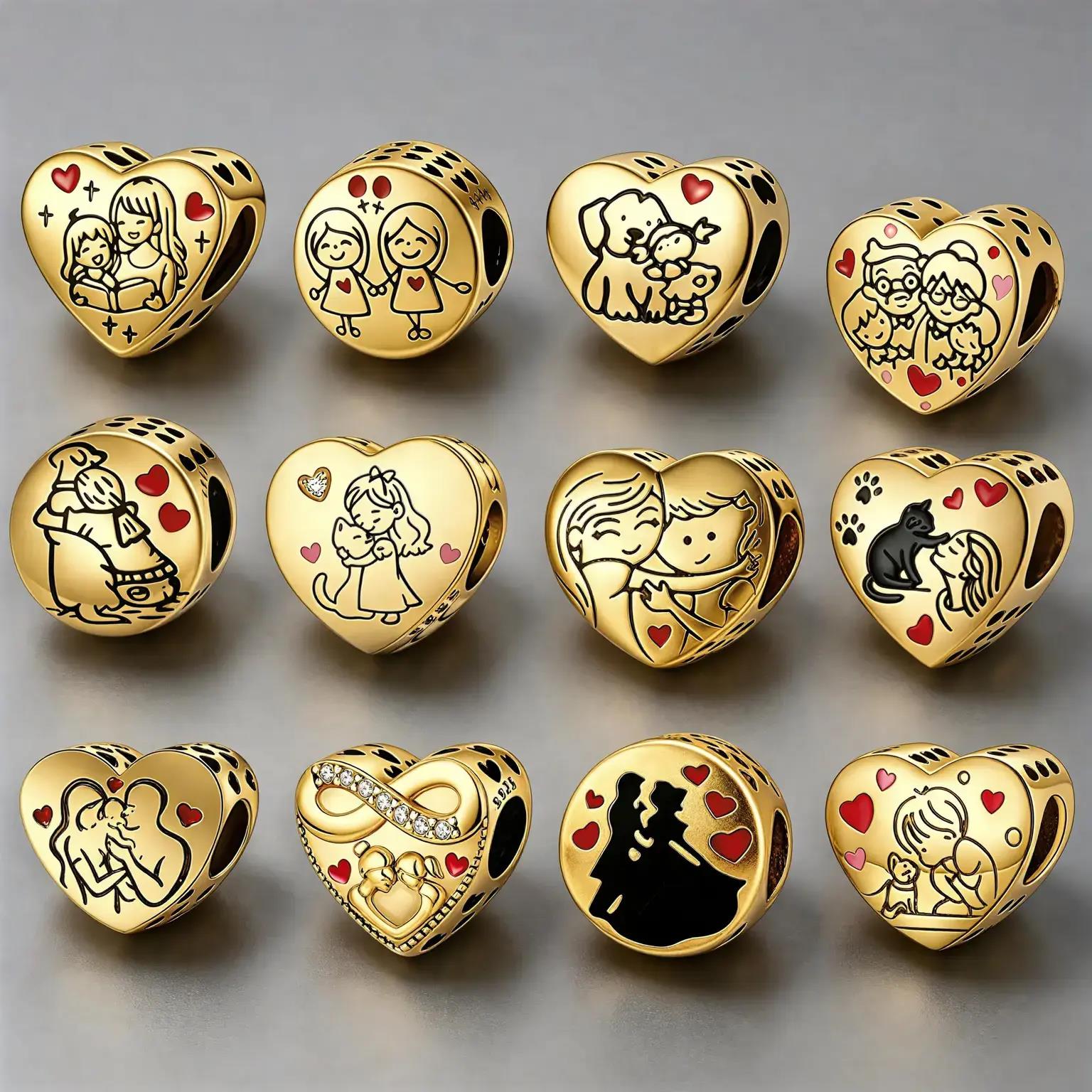 Jewelry Making For 5 Year Old - Gold Family Love Charms for Bracelet