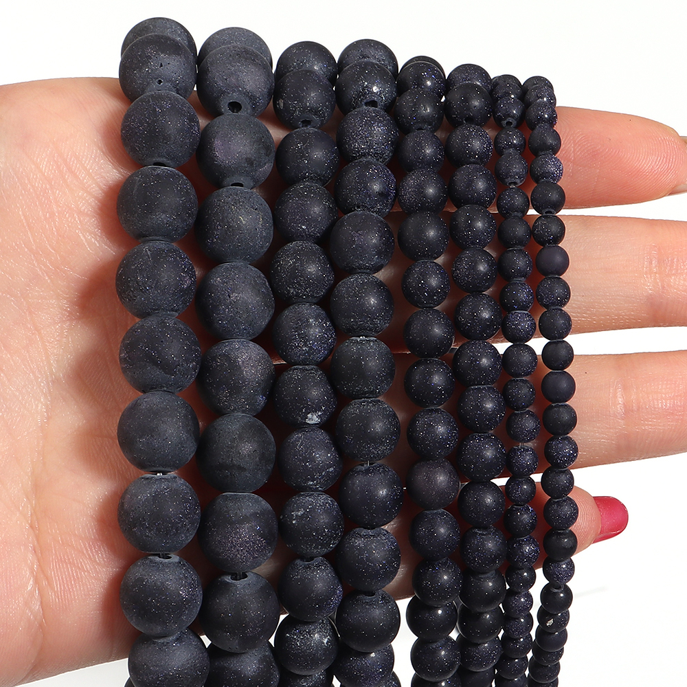 Jewelry Making Gemstones - Natural Matte Black Sandstone Beads 4/6/8/10