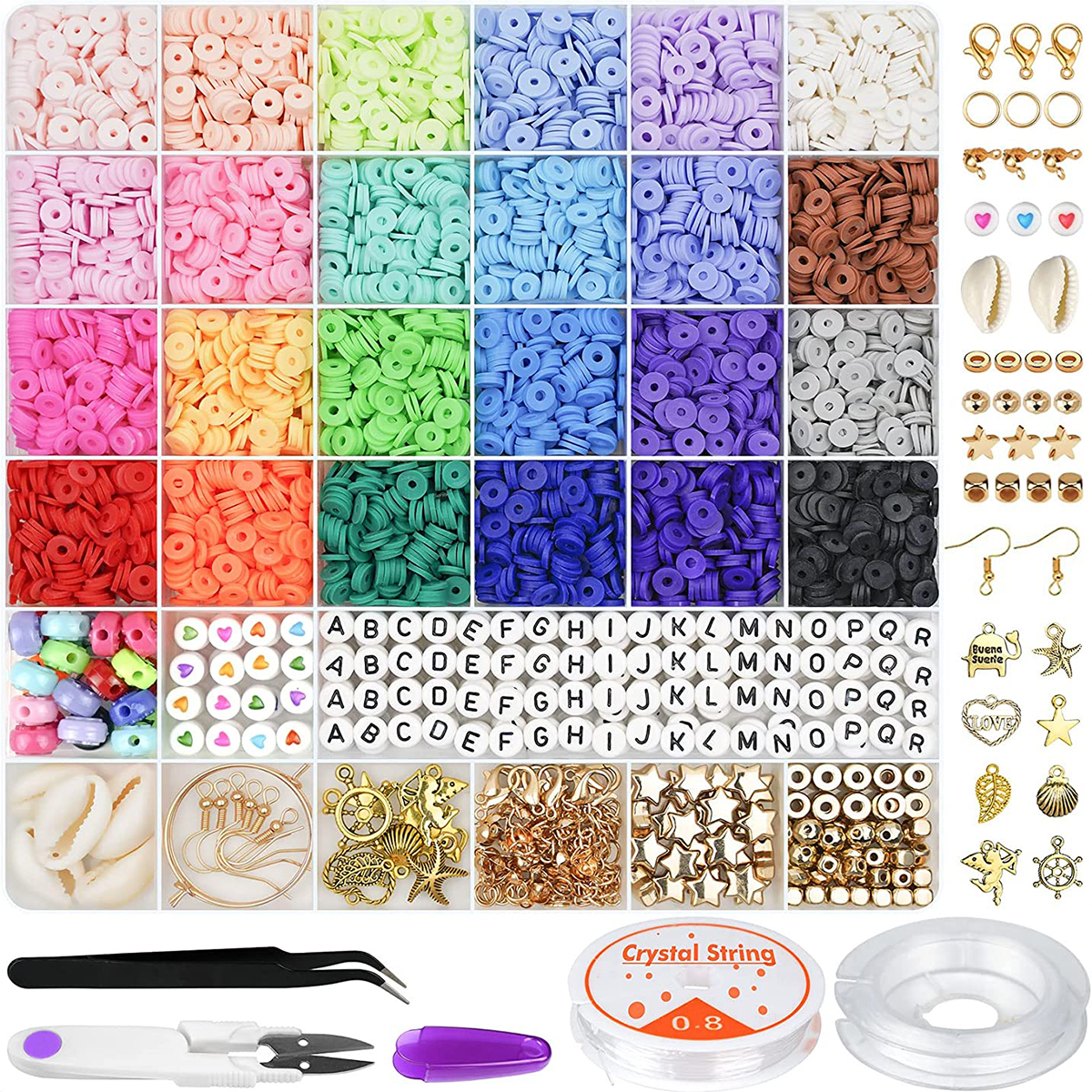 Jewelry Making Kit For Kids - 6000 Pcs 24 Colors Flat Round