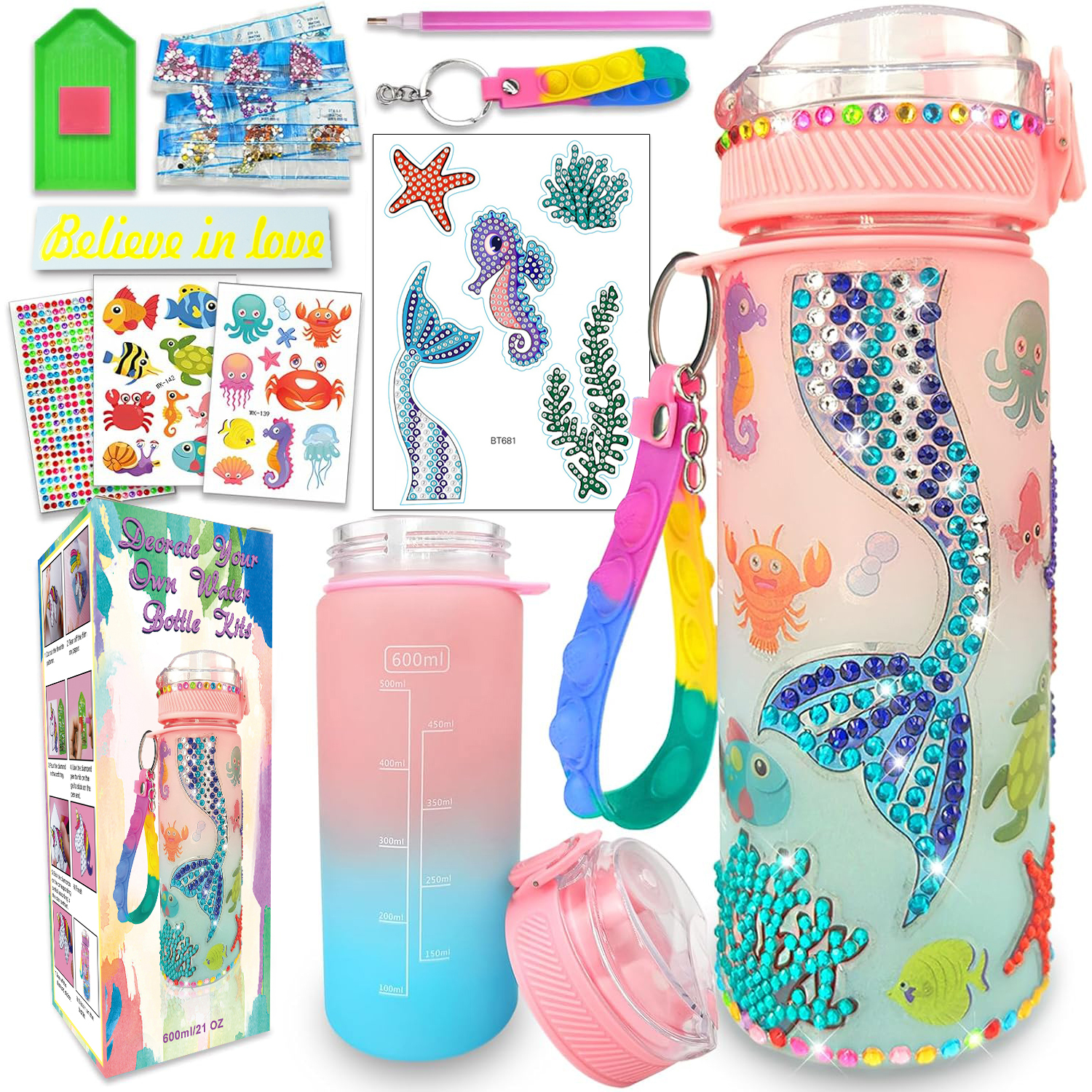 Jewelry Making Kit For Kids - Decorate Your Own Water Bottle Kits