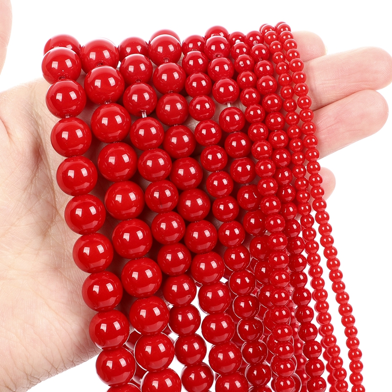 Jewelry Making Gemstones - Natural Stone Beads Round Red Coral