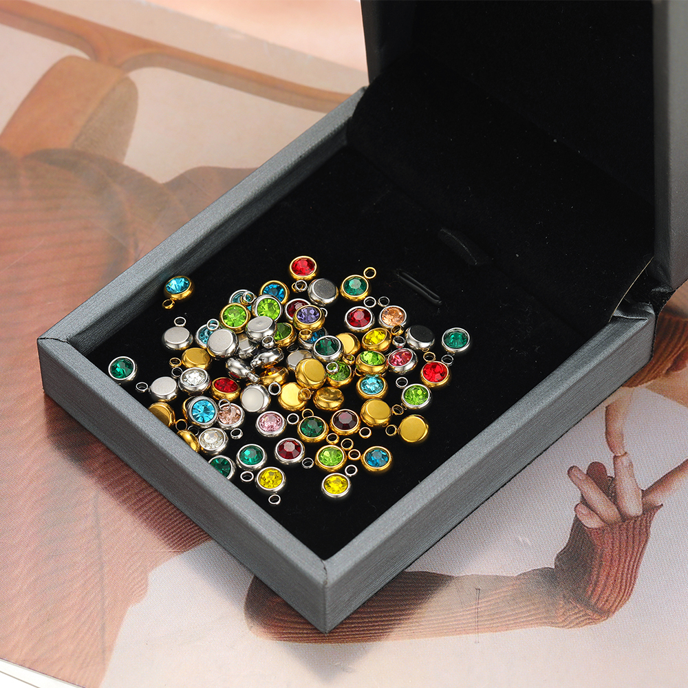 Jewelry Making Gemstones - 20pcs Zircon Beads Pendants Stainless Steel