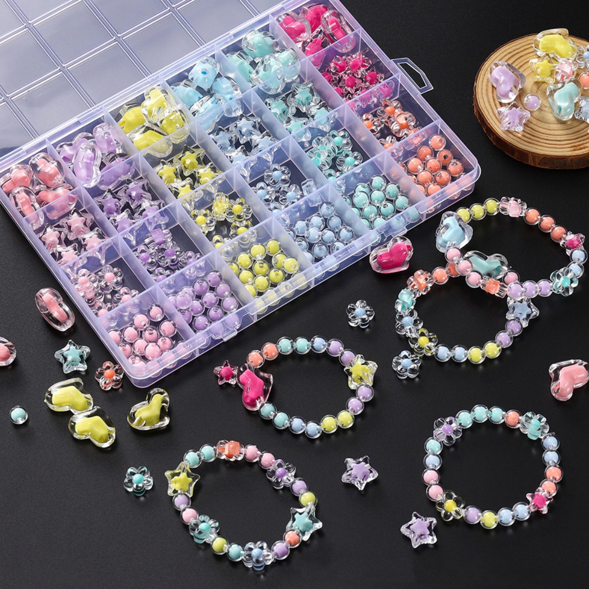 174pcs/Box Heart Acrylic Beads - Jewelry Making Kit For Kids recensie en prijs