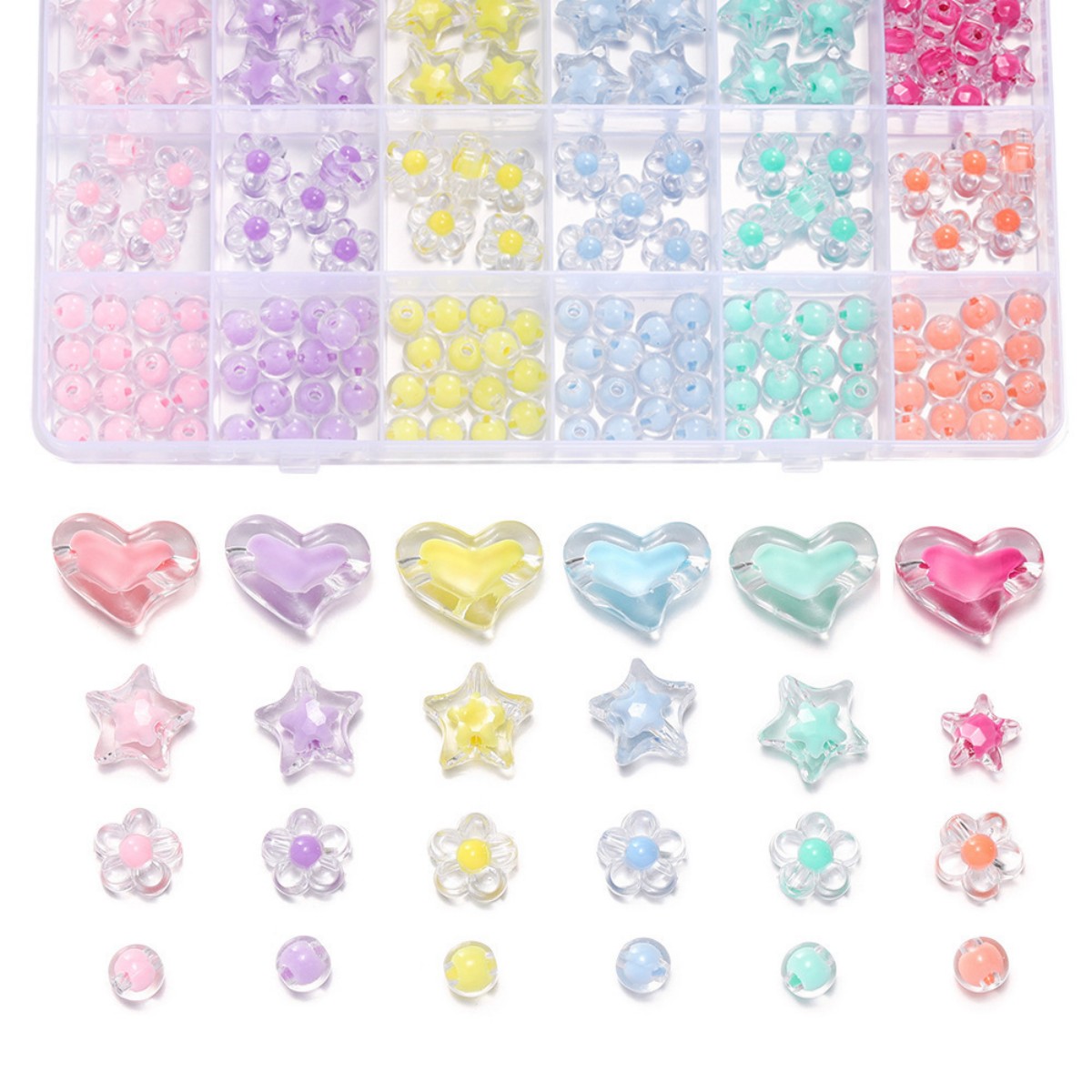 174pcs/Box Heart Acrylic Beads - Jewelry Making Kit For Kids recensie en prijs