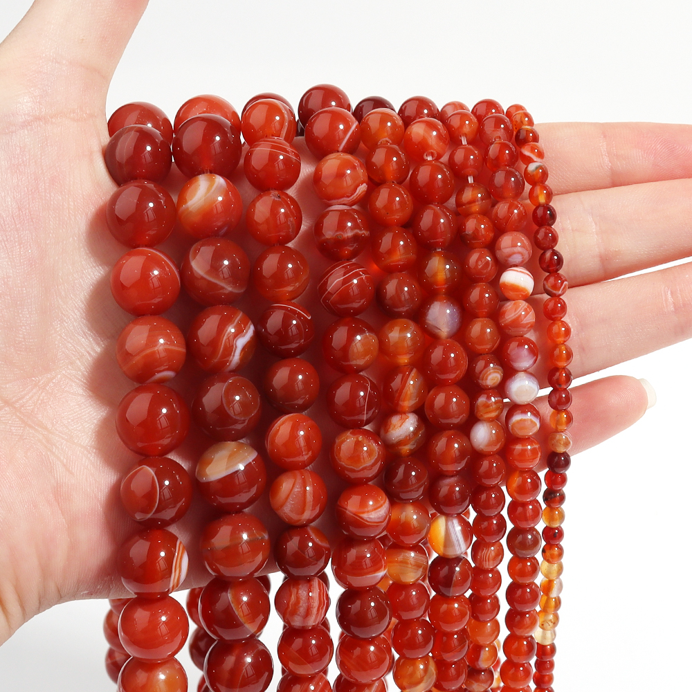 1 Strand Red Striped Agate Nat - Jewelry Making Gemstones recensie en prijs