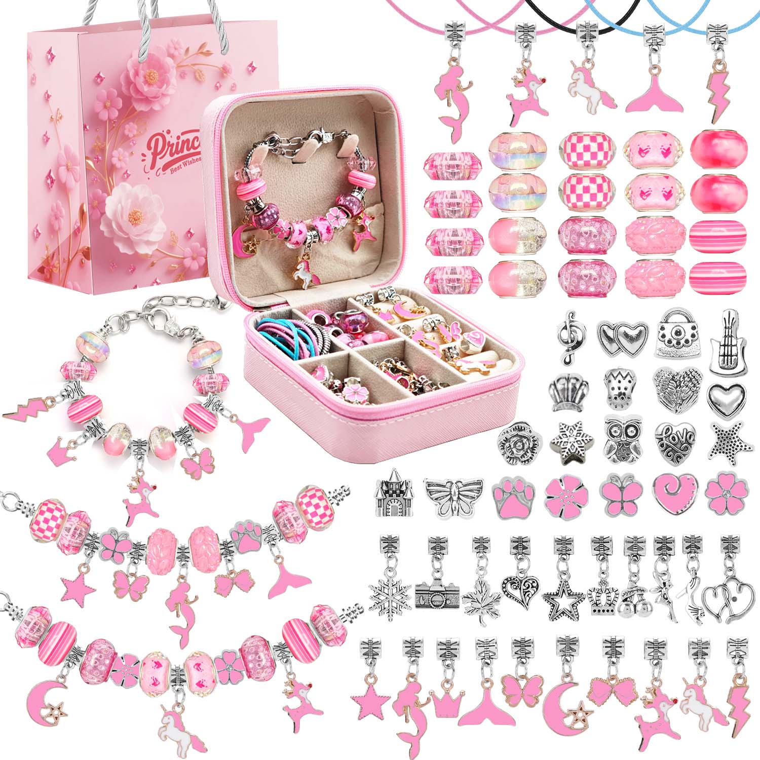 68pcs pink beaded jewelry set, - Jewelry Making Kit For Kids recensie en prijs