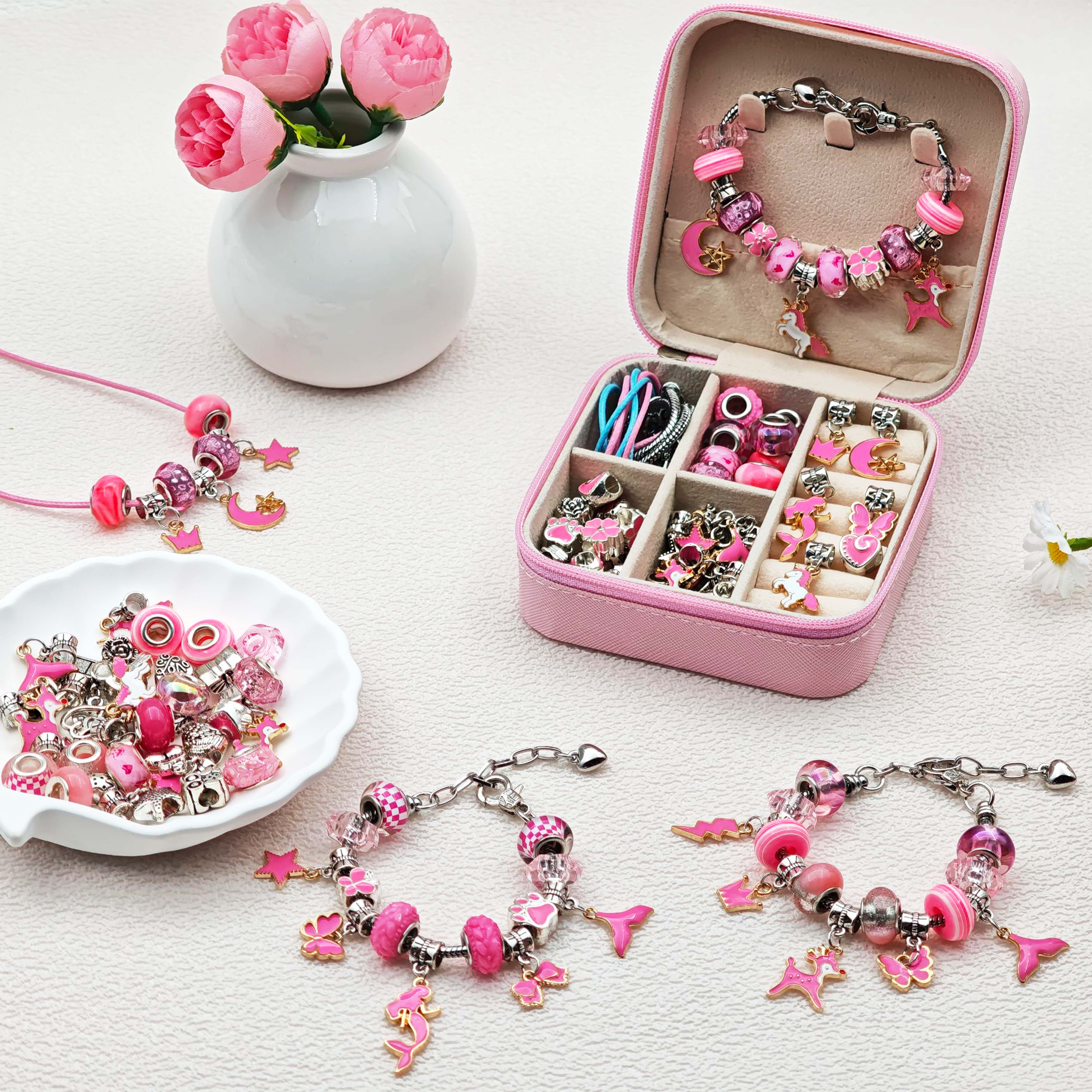 68pcs pink beaded jewelry set, - Jewelry Making Kit For Kids recensie en prijs